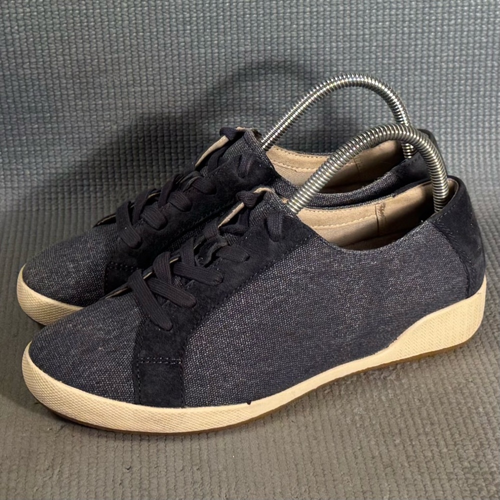 Dansko Black Grey Canvas Sneakers with Cream Sole
